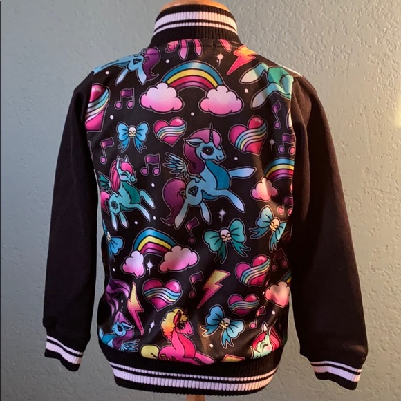 Kids bomber jacket Unicorn black size 2 year. - Picture 4 of 4